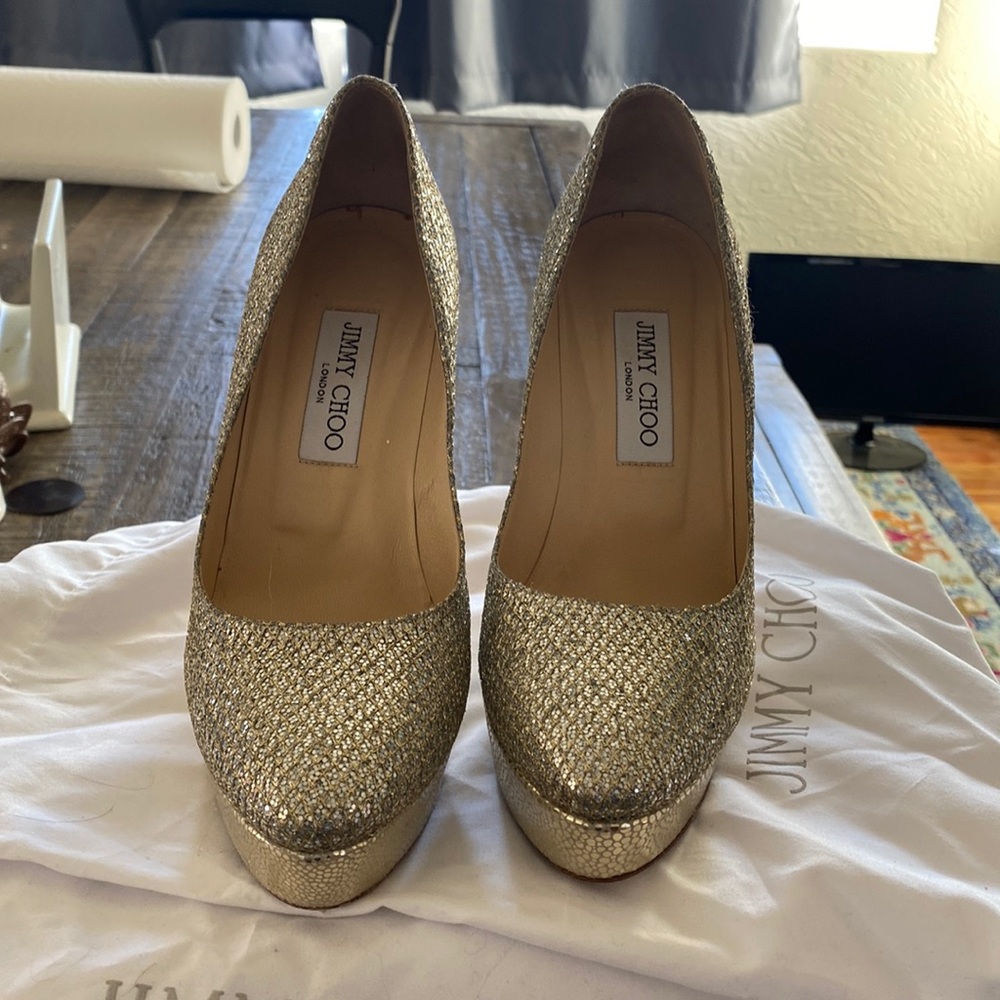 Jimmy Choo Alex Glitter fabric Champahne